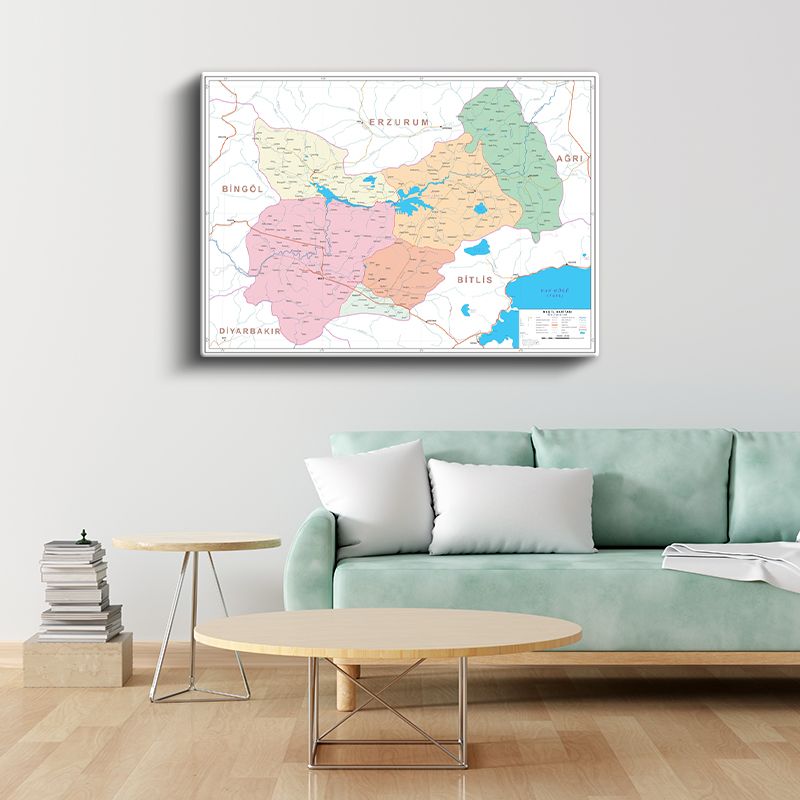 Muş - İl Haritası Kanvas Tablo