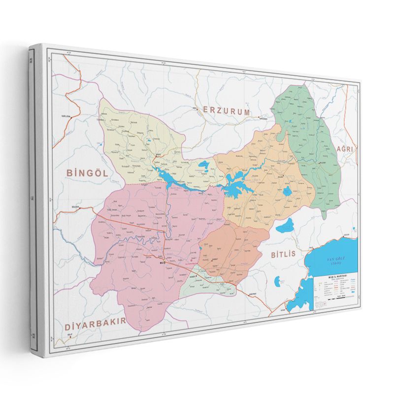 Muş - İl Haritası Kanvas Tablo