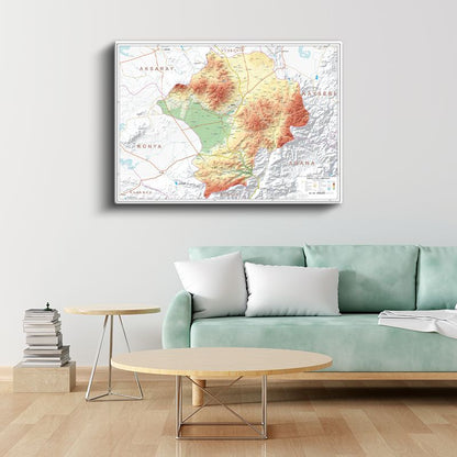 Niğde - Fiziki Haritası Kanvas Tablo