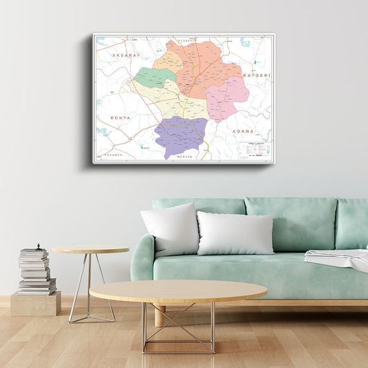 Niğde - İl Haritası Kanvas Tablo