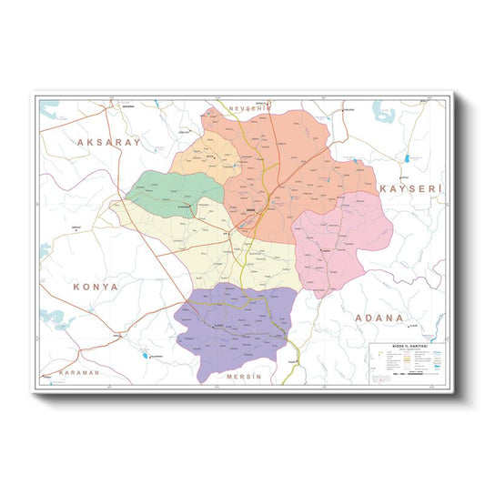 Niğde - İl Haritası Kanvas Tablo