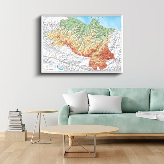 Ordu - Fiziki Haritası Kanvas Tablo