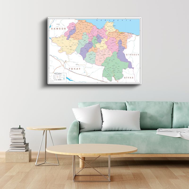 Ordu - İl Haritası Kanvas Tablo