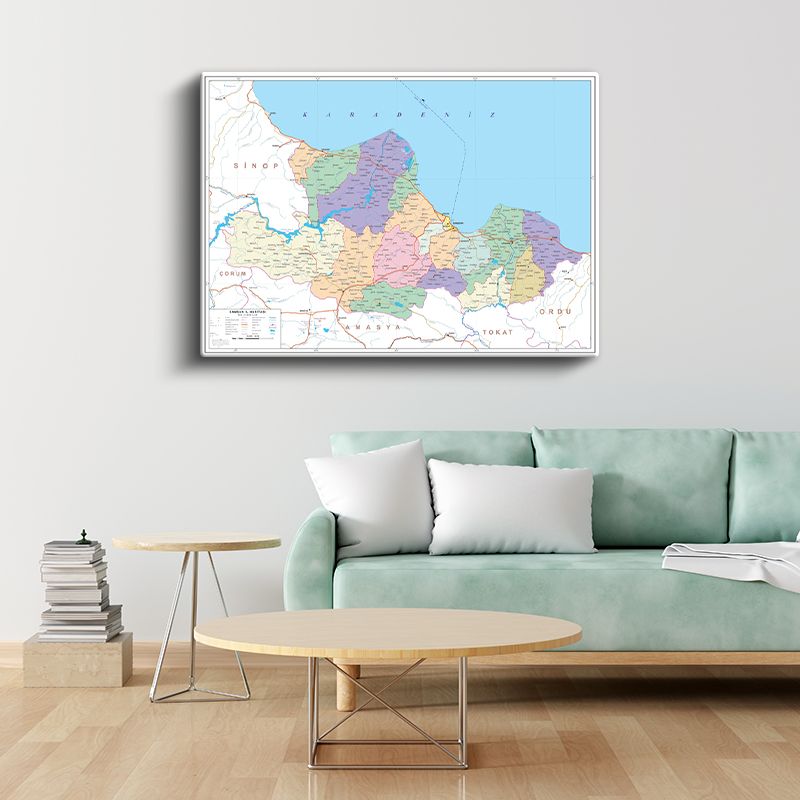 Samsun - İl Haritası Kanvas Tablo