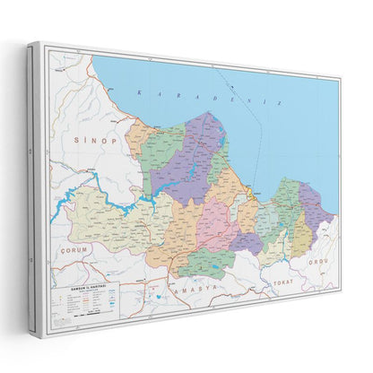 Samsun - İl Haritası Kanvas Tablo