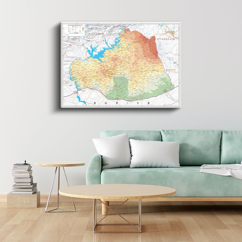 Şanlıurfa - Fiziki Haritası Kanvas Tablo