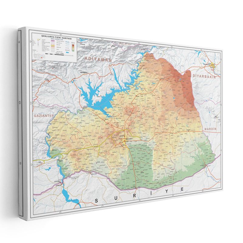 Şanlıurfa - Fiziki Haritası Kanvas Tablo