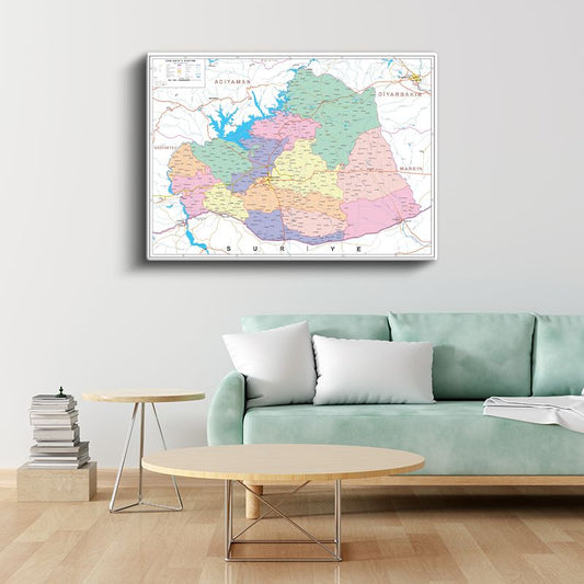 Şanlıurfa - İl Haritası Kanvas Tablo