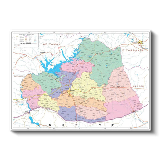 Şanlıurfa - İl Haritası Kanvas Tablo