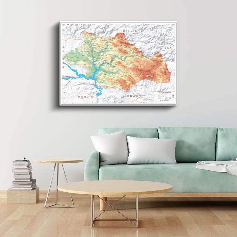 Siirt - Fiziki Haritası Kanvas Tablo