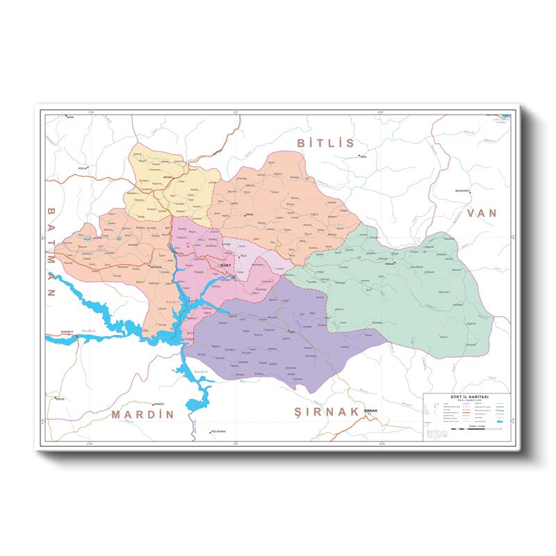 Siirt - İl Haritası Kanvas Tablo