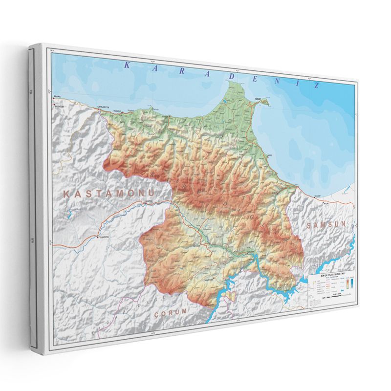 Sinop - Fiziki Haritası Kanvas Tablo