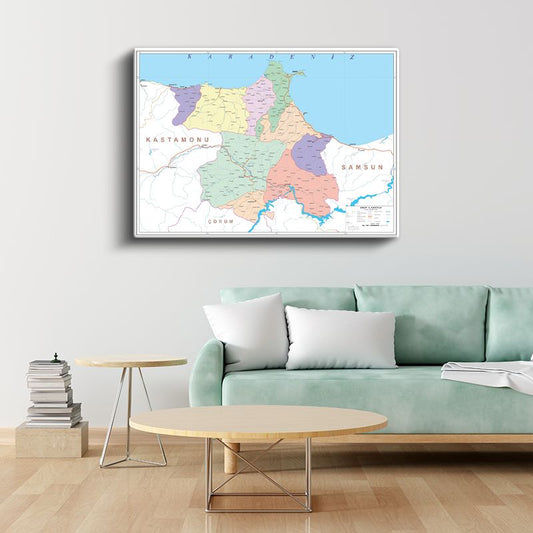 Sinop - İl Haritası Kanvas Tablo
