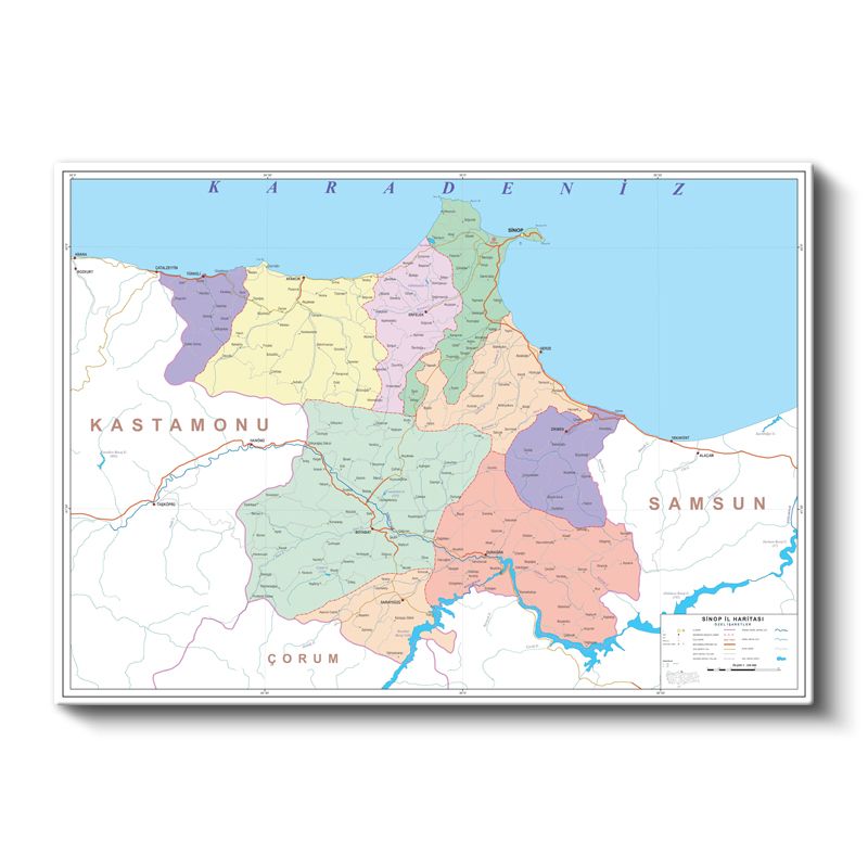 Sinop - İl Haritası Kanvas Tablo