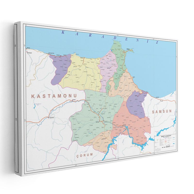 Sinop - İl Haritası Kanvas Tablo