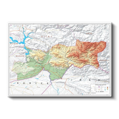 Şırnak - Fiziki Haritası Kanvas Tablo
