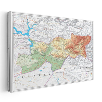 Şırnak - Fiziki Haritası Kanvas Tablo