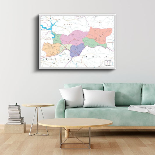 Şırnak - İl Haritası Kanvas Tablo
