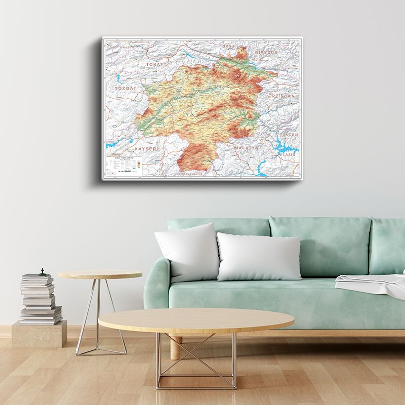 Sivas - Fiziki Haritası Kanvas Tablo
