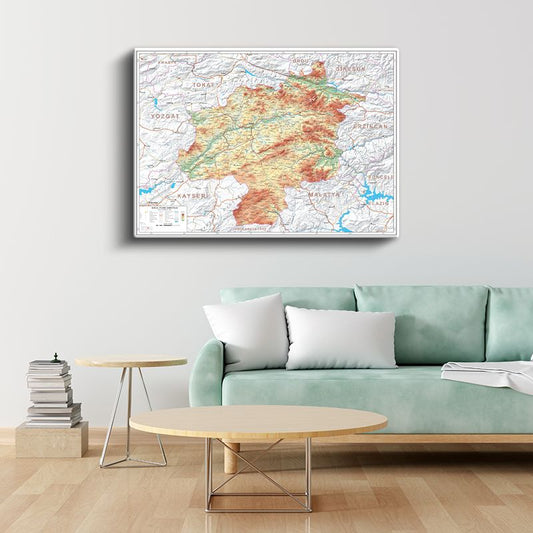Sivas - Fiziki Haritası Kanvas Tablo