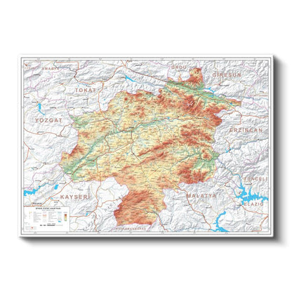 Sivas - Fiziki Haritası Kanvas Tablo