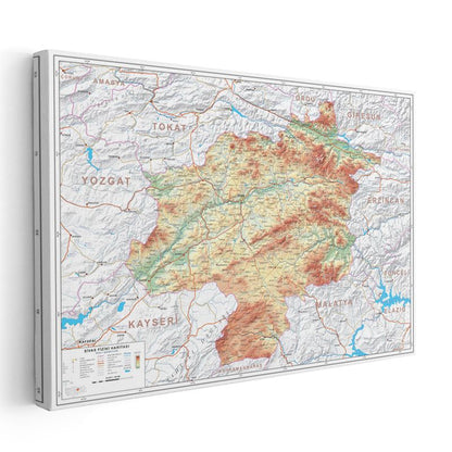 Sivas - Fiziki Haritası Kanvas Tablo