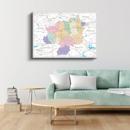 Sivas - İl Haritası Kanvas Tablo