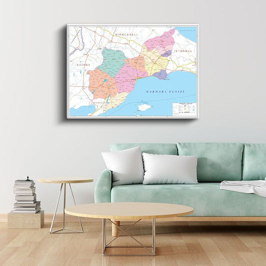 Tekirdağ - İl Haritası Kanvas Tablo