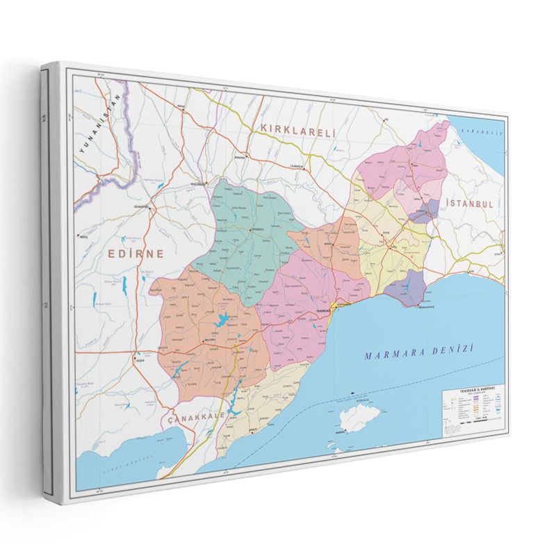 Tekirdağ - İl Haritası Kanvas Tablo