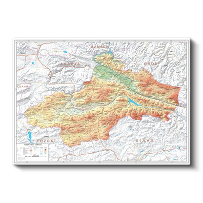 Tokat - Fiziki Haritası Kanvas Tablo