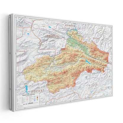 Tokat - Fiziki Haritası Kanvas Tablo