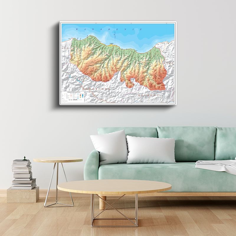 Trabzon - Fiziki Haritası Kanvas Tablo