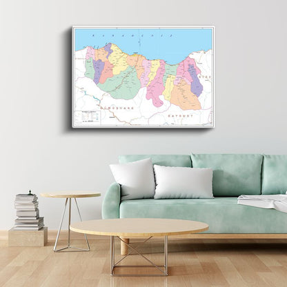Trabzon - İl Haritası Kanvas Tablo