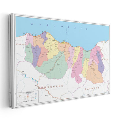 Trabzon - İl Haritası Kanvas Tablo