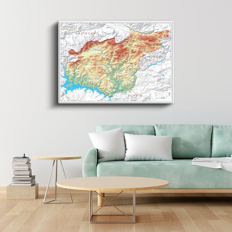 Tunceli - Fiziki Haritası Kanvas Tablo