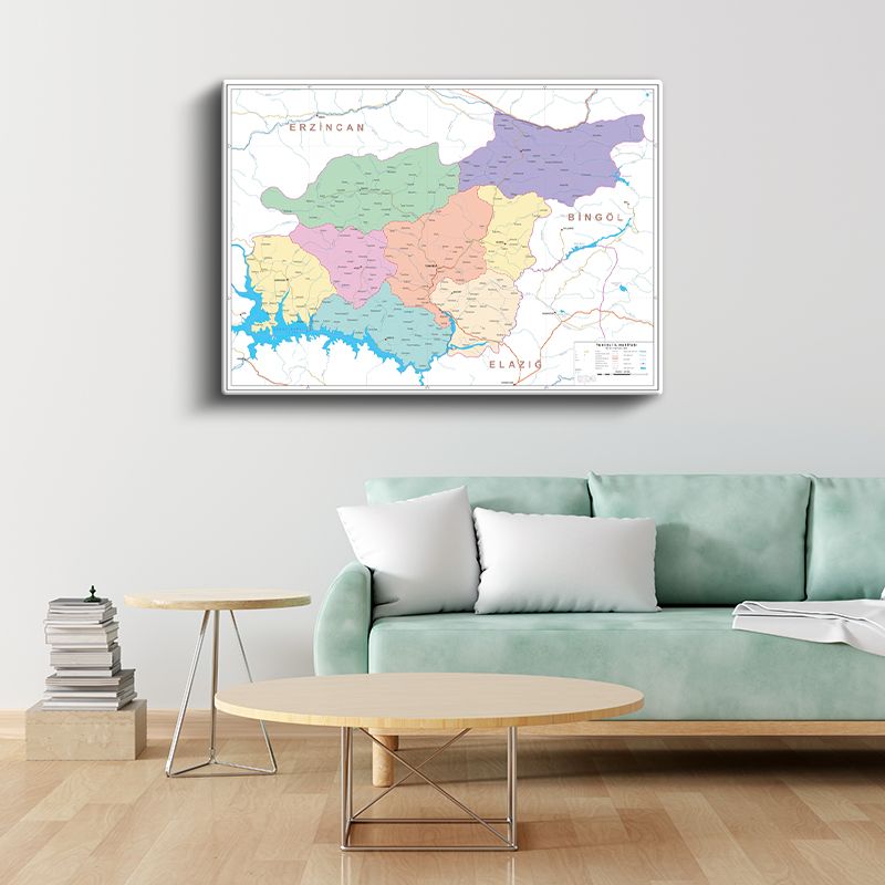 Tunceli - İl Haritası Kanvas Tablo