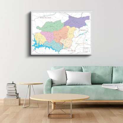 Tunceli - İl Haritası Kanvas Tablo