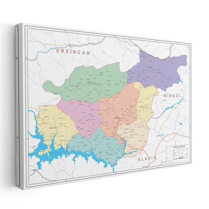 Tunceli - İl Haritası Kanvas Tablo