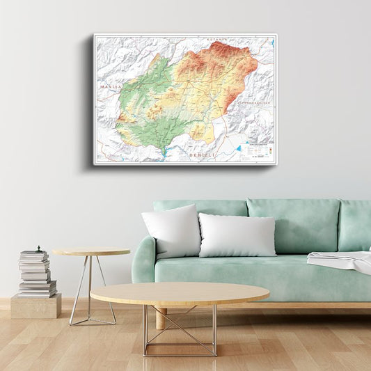 Uşak - Fiziki Haritası Kanvas Tablo