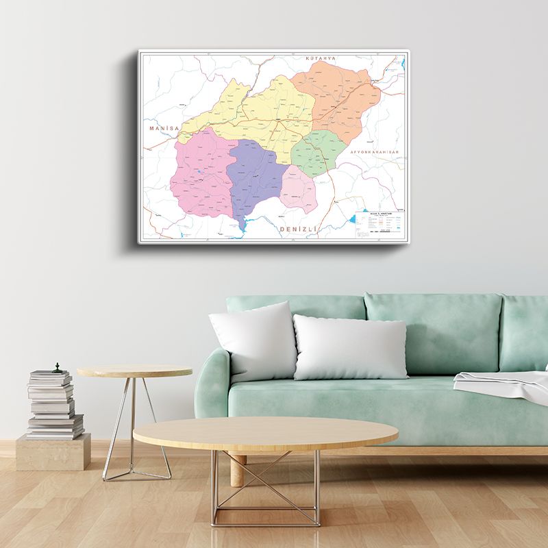 Uşak - İl Haritası Kanvas Tablo