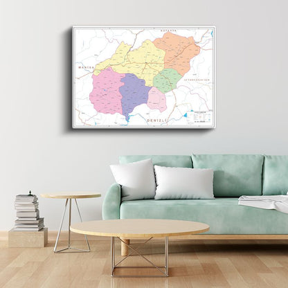Uşak - İl Haritası Kanvas Tablo