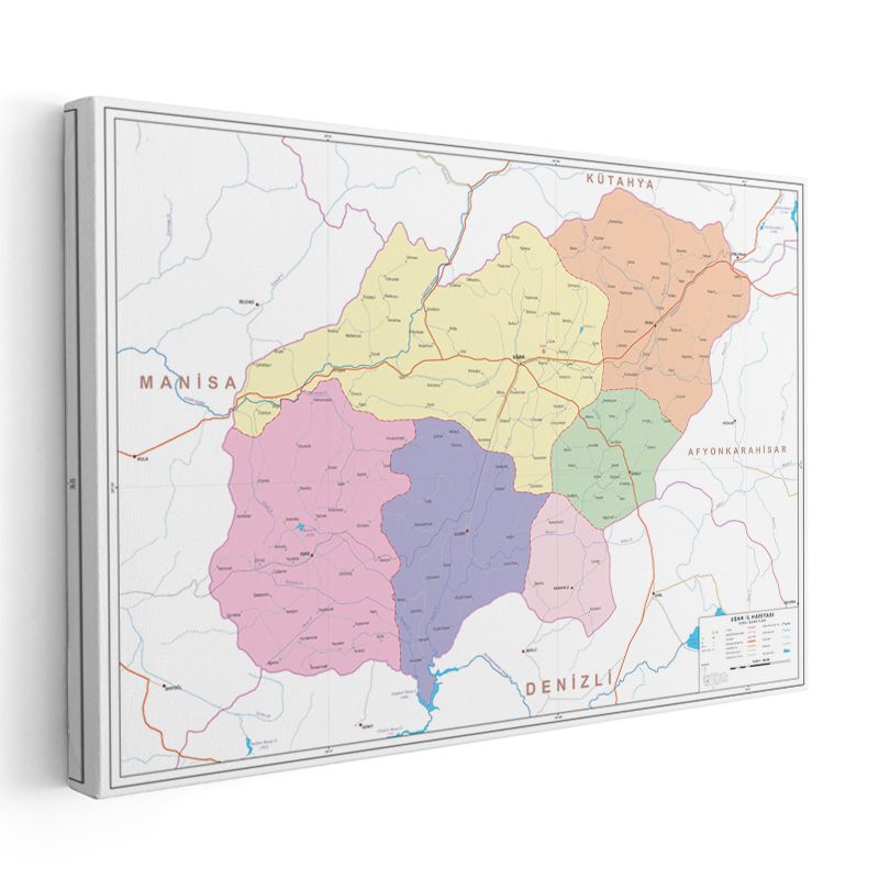 Uşak - İl Haritası Kanvas Tablo