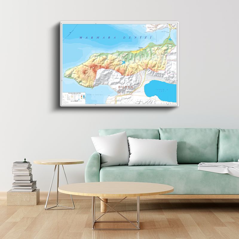 Yalova - Fiziki Haritası Kanvas Tablo