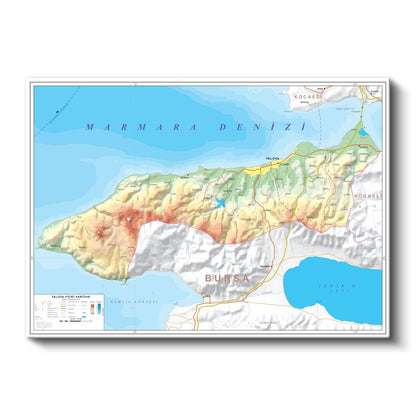 Yalova - Fiziki Haritası Kanvas Tablo