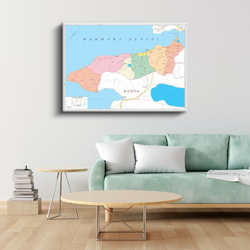 Yalova - İl Haritası Kanvas Tablo