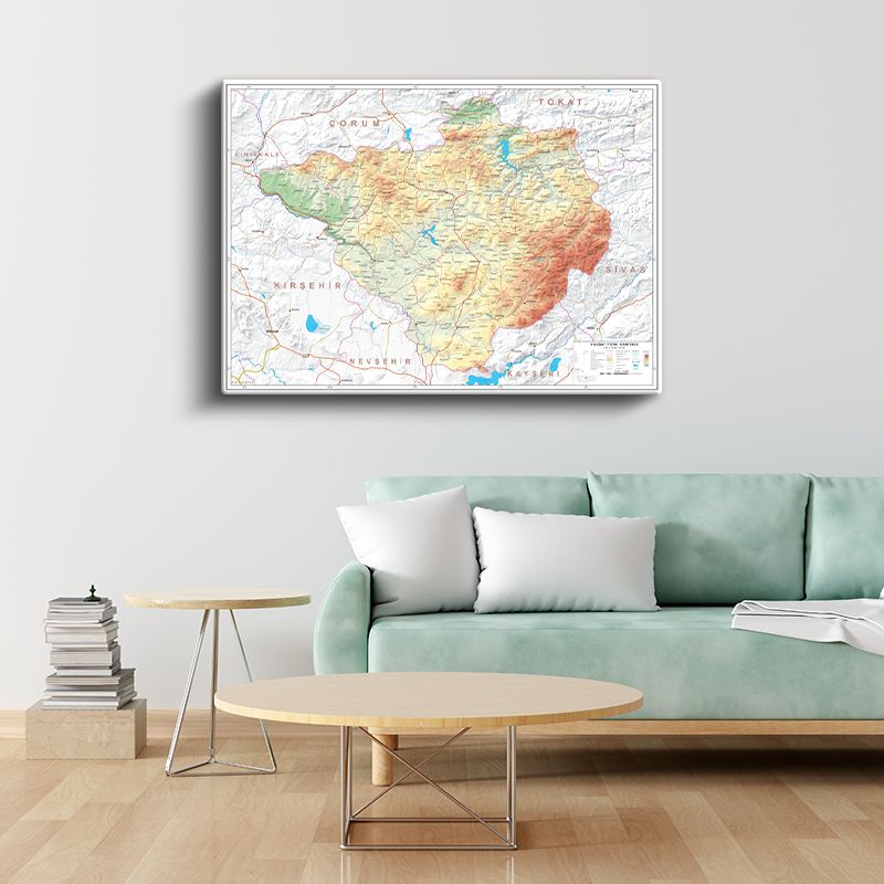 Yozgat - Fiziki Haritası Kanvas Tablo