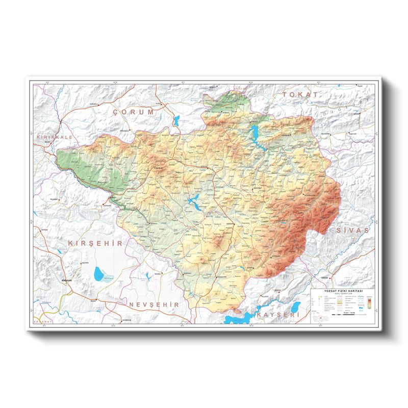 Yozgat - Fiziki Haritası Kanvas Tablo