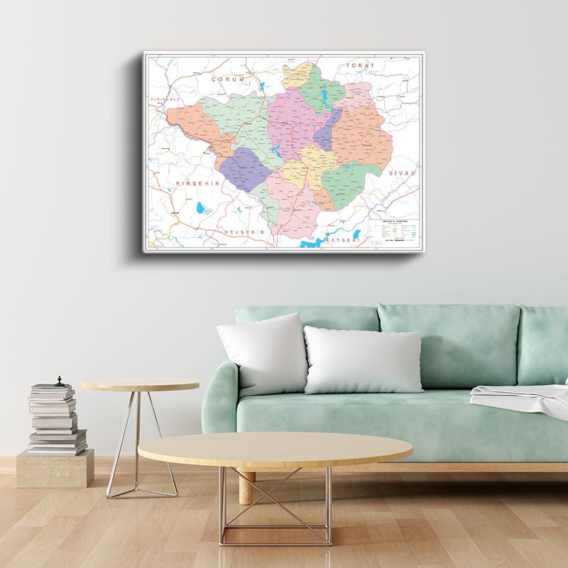 Yozgat - İl Haritası Kanvas Tablo