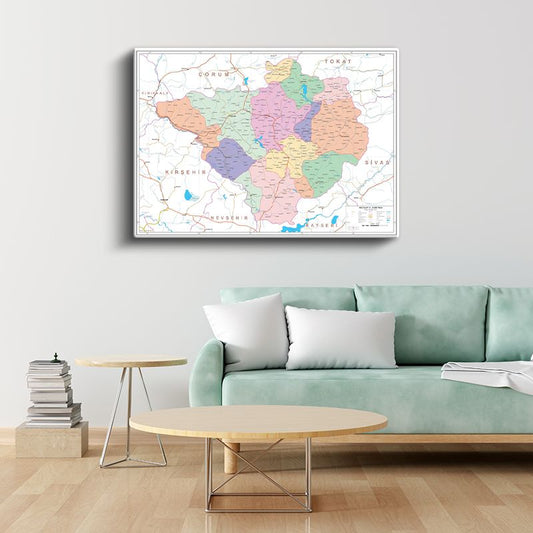 Yozgat - İl Haritası Kanvas Tablo