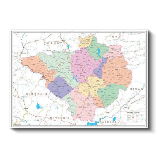 Yozgat - İl Haritası Kanvas Tablo